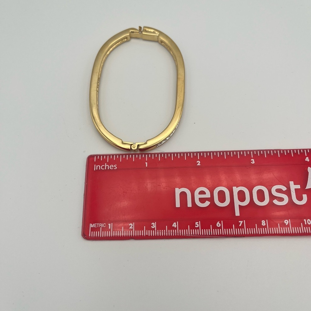 Swarovski Signed Gold-Tone Hinged Crystal Bracelet - Picture 7 of 8